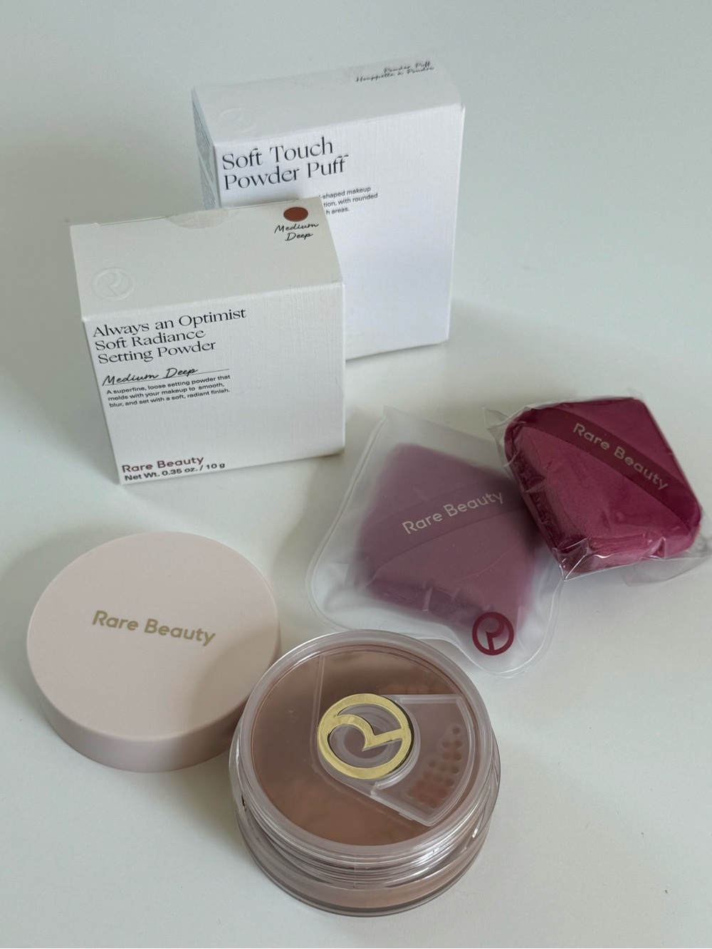 RARE BEAUTY Setting Powder in Medium Deep + Powder Puff Duo! NEW, UNOPENED!